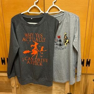 Halloween and Christmas long sleeve tshirts